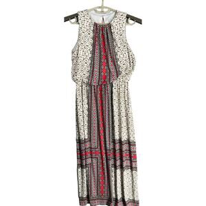 London Times Maxi Dress Womens Size 6 Petite Pink Beige Boho Cottage Sleeveless